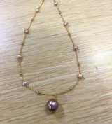 Starry Night Pearl Necklace with Round Pendant