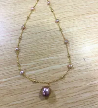 Starry Night Pearl Necklace with Round Pendant