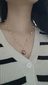 Starry Night Pearl Necklace with Round Pendant