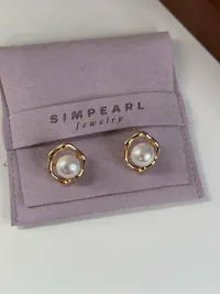 Sunny-Side Up Gold Pearl Stud Earrings