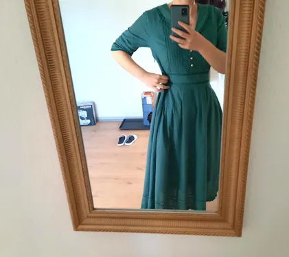 Fiona 100% Cotton Emerald Green Midi Dress