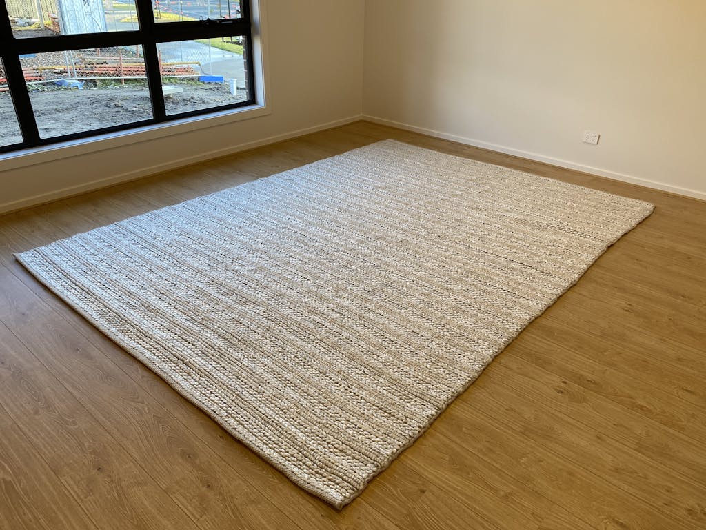 Mandurah Ivory Textured Wool Rug Simple Style Co