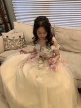 Champagne quince dress with flowers forest sweet 16 dress off the