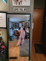 RISEN Trisha Wide Leg Acid Wash Pink Overalls