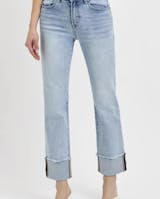 RISEN "Parker" High Rise Straight Cuff Jeans
