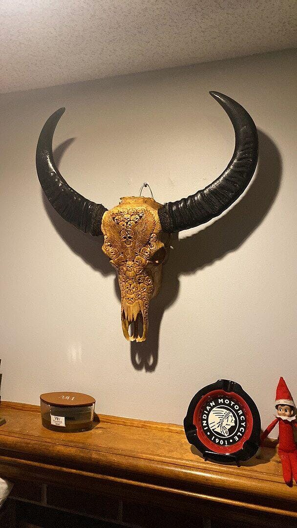 Hand Carved Buffalo Skull - Antique From Hell – Skull Bliss