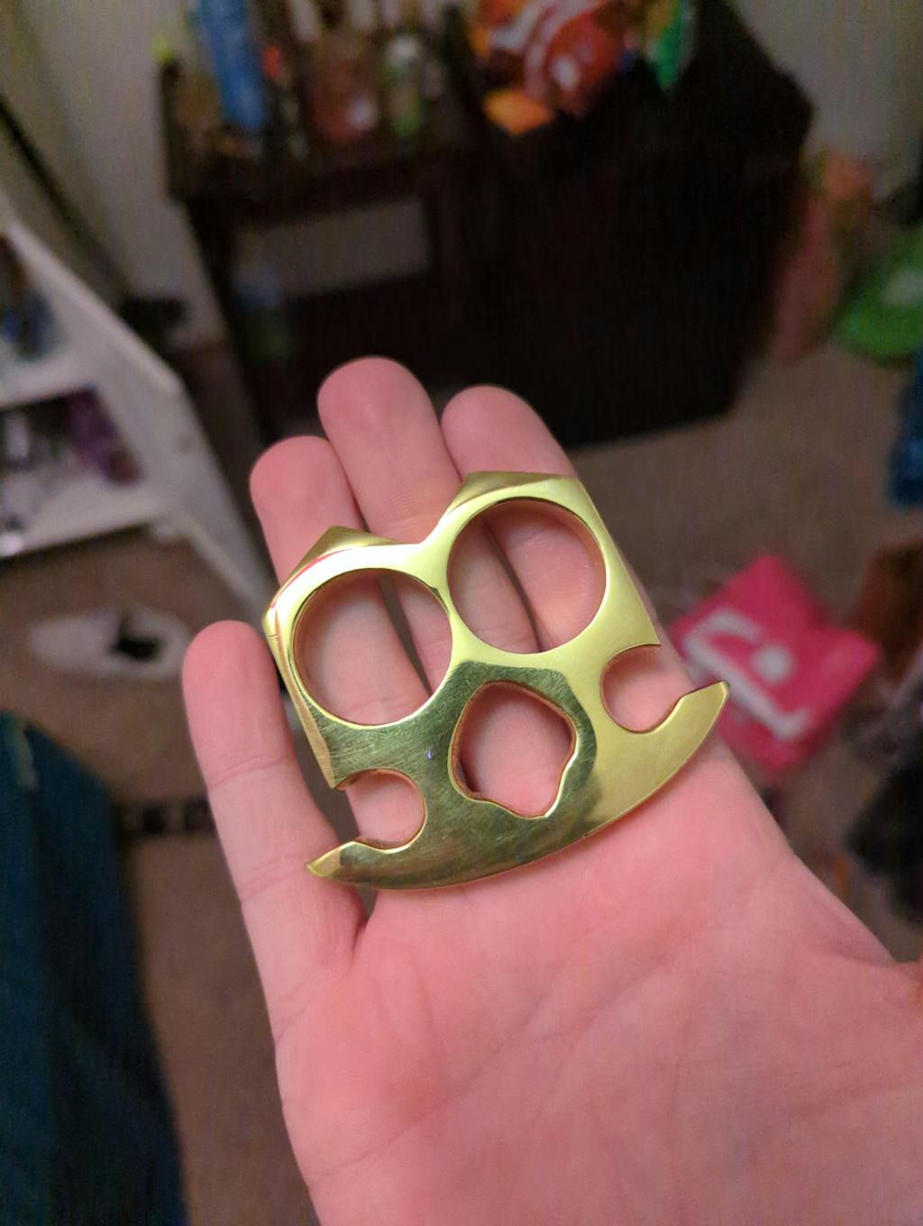 Two Finger Knuckle Self Defense Spade Design REAL BRASS Slash2Gash