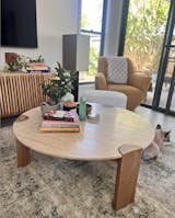 Venice Coffee Table - Travertine Top and Oak Base