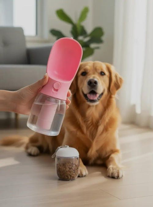 Adventure‑Ready 3‑in‑1 Pet Travel Bottle — Clean Water, Food & Waste Bags