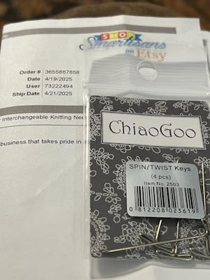 ChiaoGoo Small [S] and Large [L] Tightening Keys For Interchangeable Knitting Needles