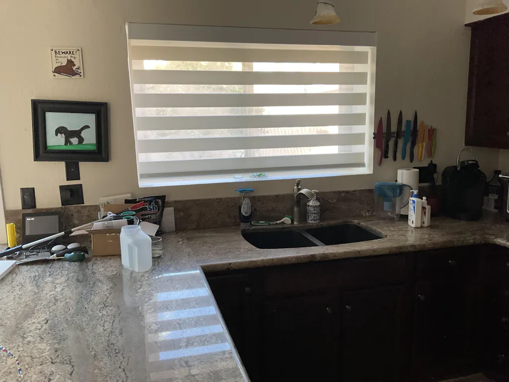 SmartWave Motorized Zebra Shades 90% Blackout 3.5 Inches Sky