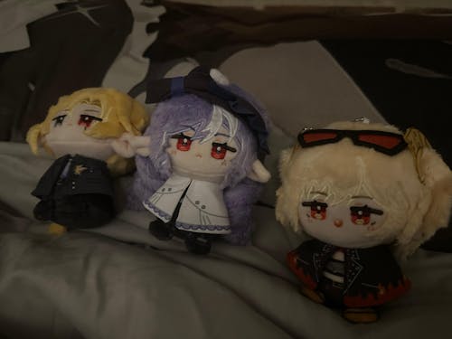 Smile House Fanart Purple Yellow Hiar Glasses Cloak Plush Doll 12CM