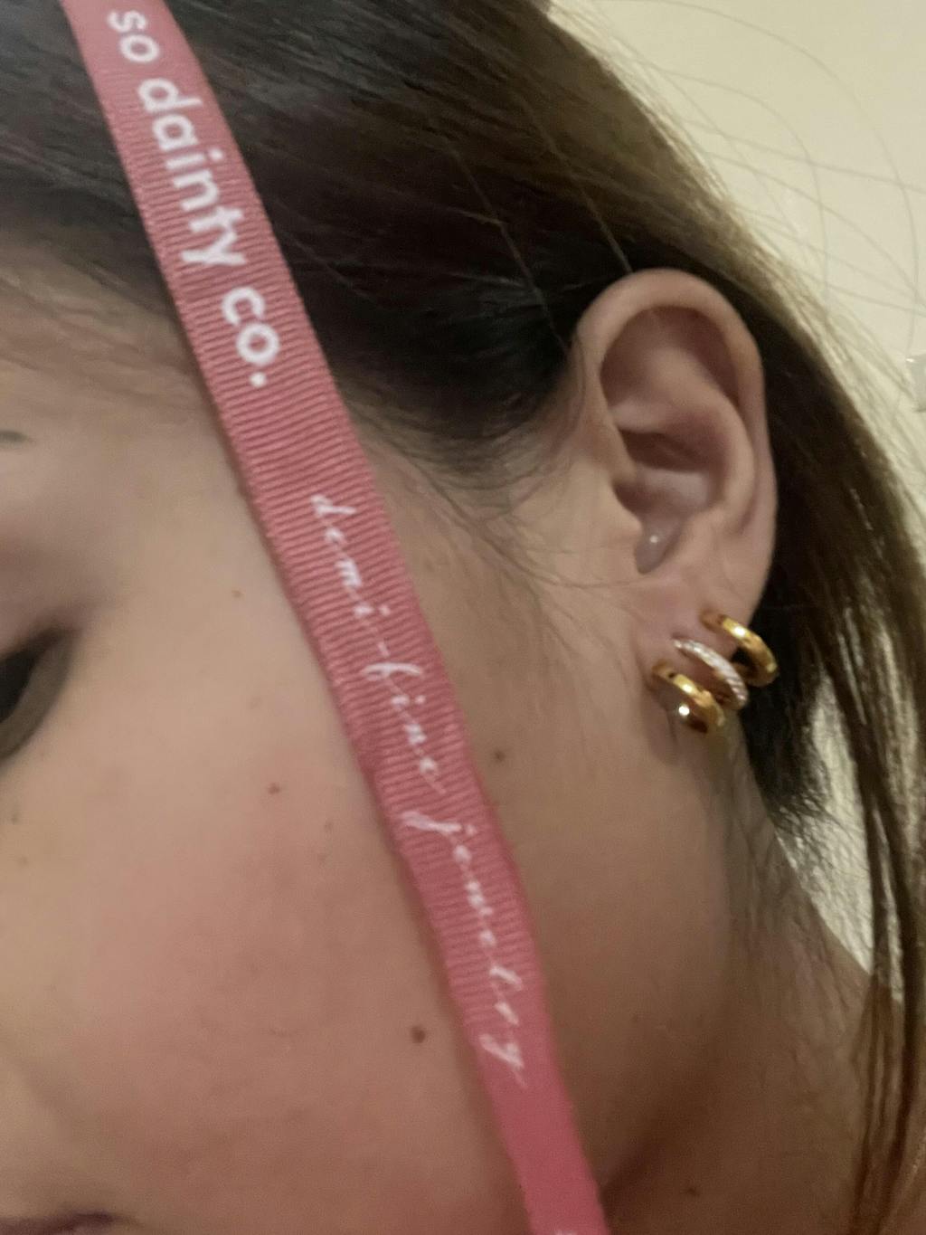 Aubrey 1/3 Zircon Paved Triple Layer Pseudo Stack illusion Huggie Hoop Earrings