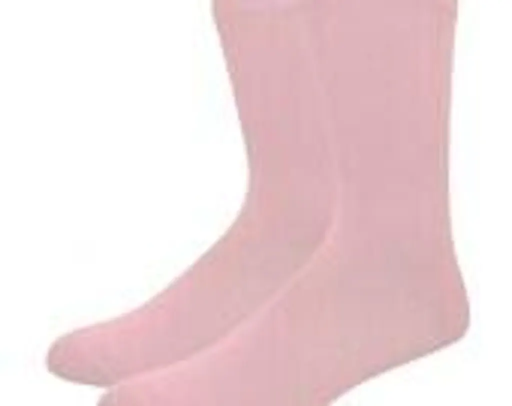 Solid Color Crew Cotton Dress Socks - Light Pink