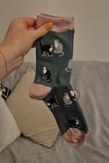 Women's Bamboo Socks Black Cat Ankle Socks Cat Print Novelty Sock Green