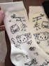 Y2K Style Kitty Print Crew Socks