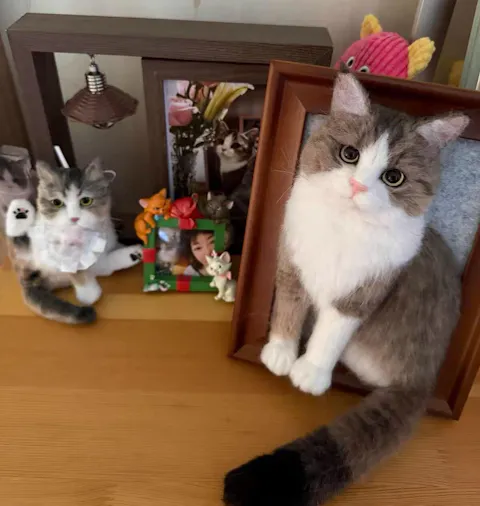 Wool felt cat portrait