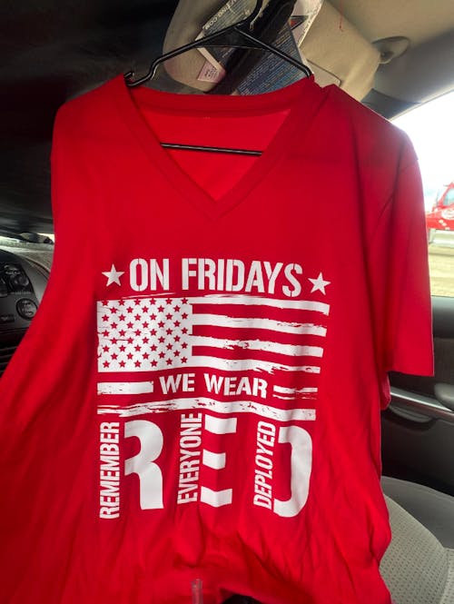On Fridays We Wear Red Remember Everyone Deployed T-Shirt