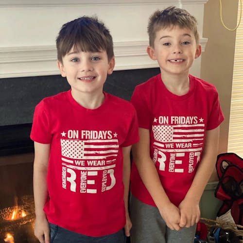 On Fridays We Wear Red Remember Everyone Deployed T-Shirt