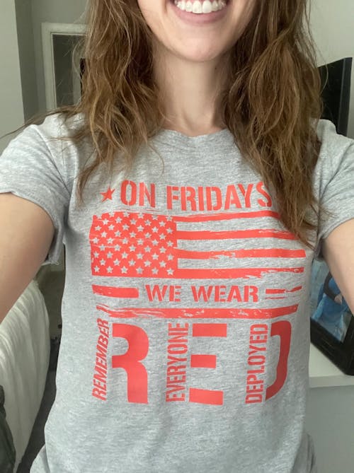 On Fridays We Wear Red Remember Everyone Deployed T-Shirt