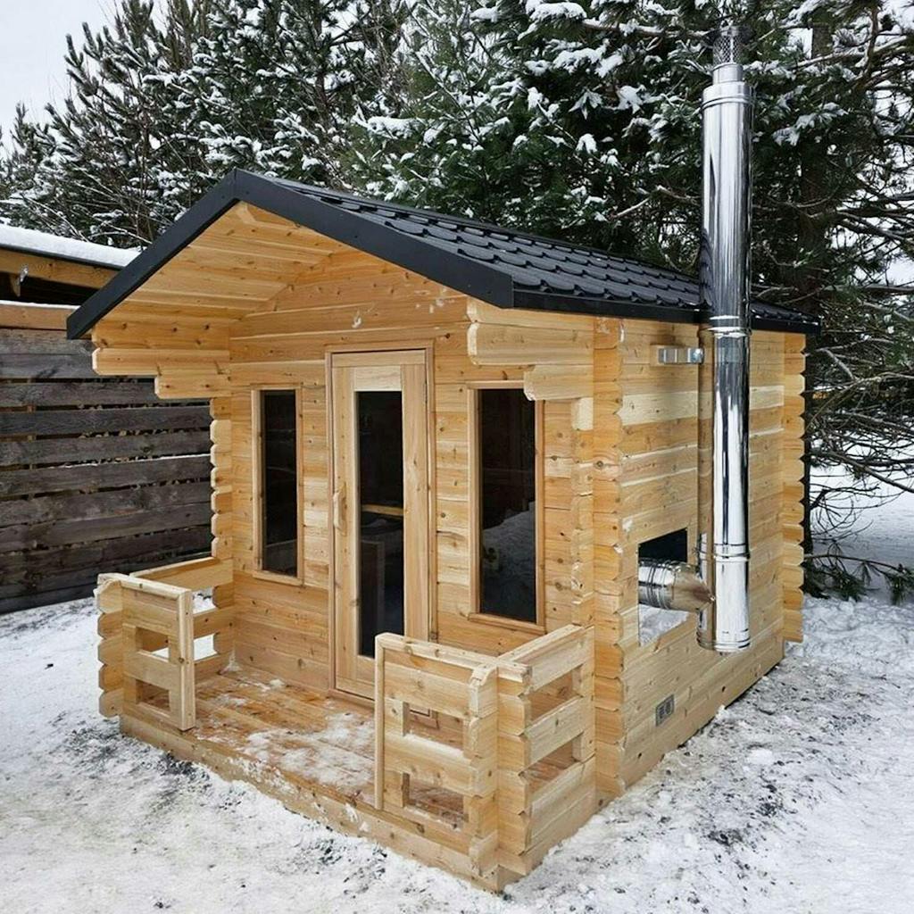 Dundalk Leisurecraft Canadian Timber 6 Person Georgian Cabin Sauna w/ Porch | CTC88PW