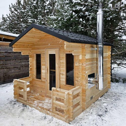 Dundalk Leisurecraft Canadian Timber 6 Person Georgian Cabin Sauna w/ Porch | CTC88PW