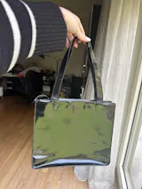 Chanel Patent Logo Tote Black Gold Hardware 2000s Karl Lagerfeld