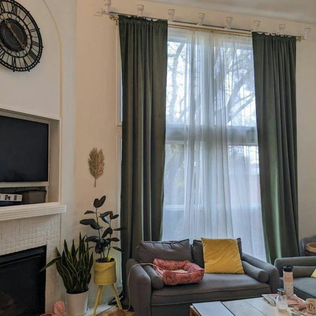 Lunar Green Velvet Curtains