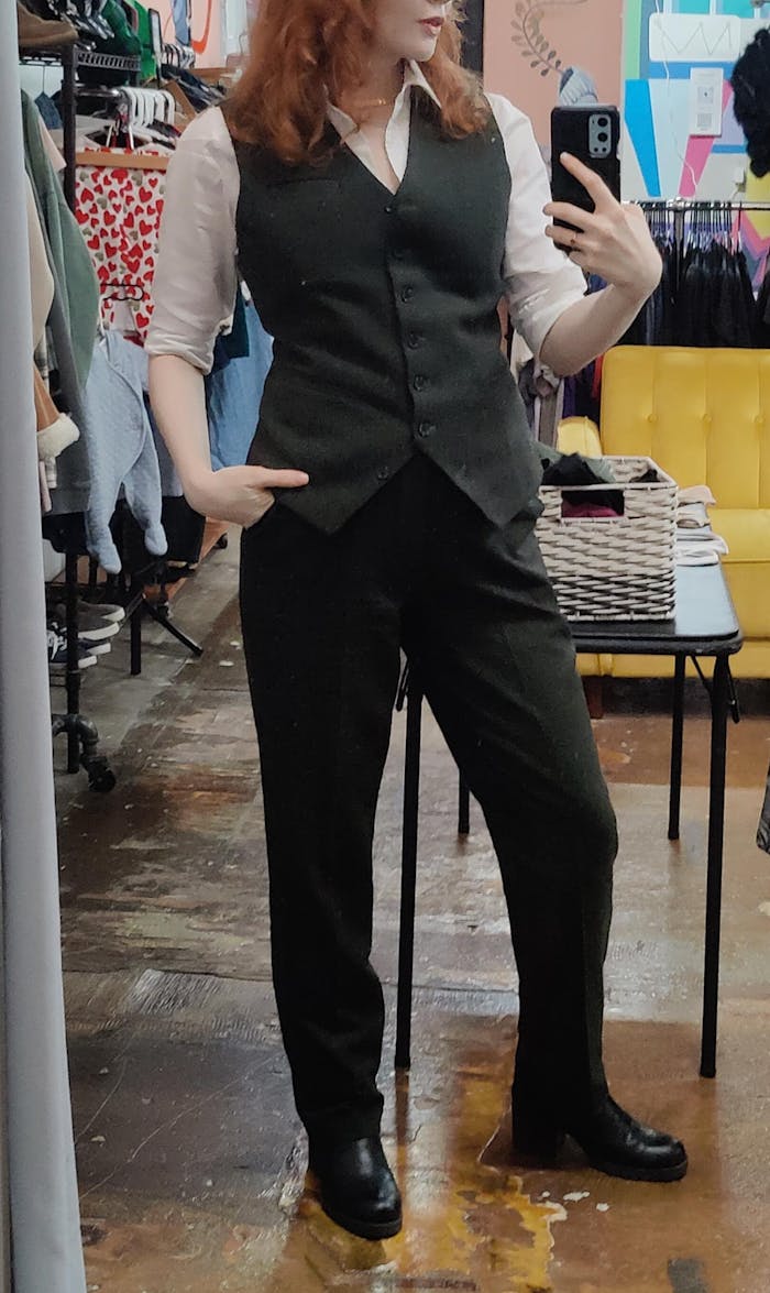 SoloveDress Women Slim Fit Herringbone 3 Piece Suit Blazer Vest and Pants