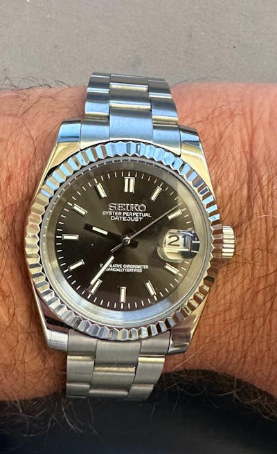 Seiko Mod Datejust "Rhodium" Watch