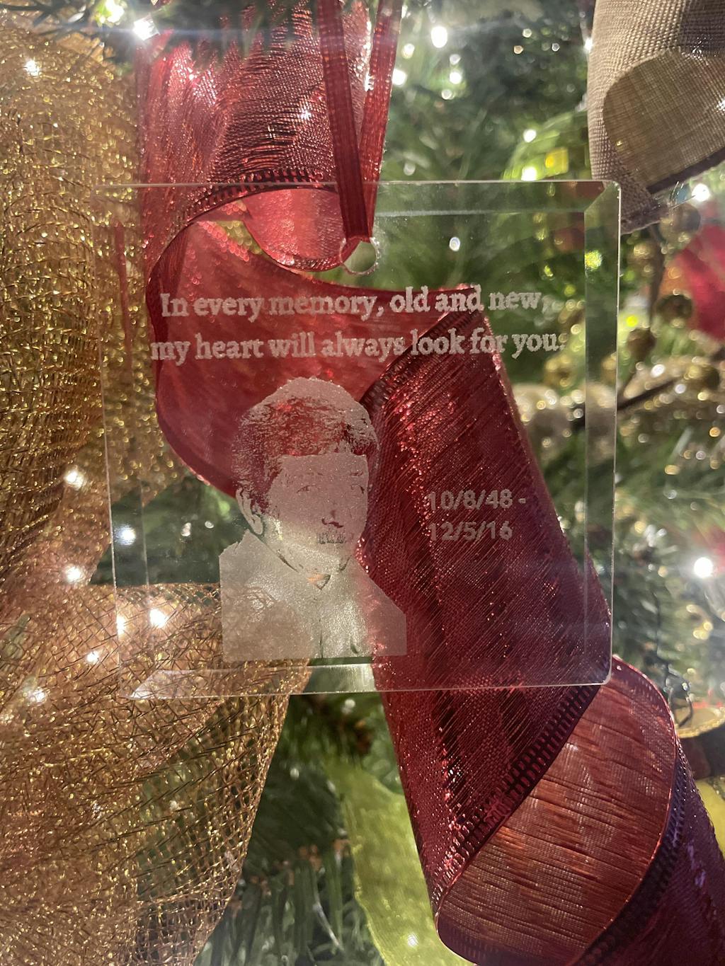 Etched Glass Memorial Ornament, Custom Sympathy Gift, Personalized Rem