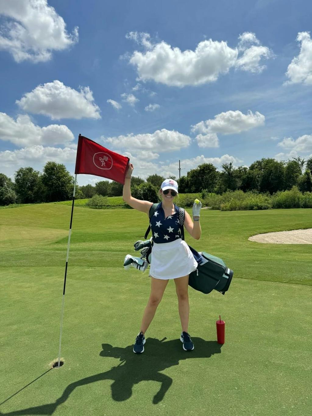 White Star Quarter-Zip Sleeveless Polo Shirt for Ladies