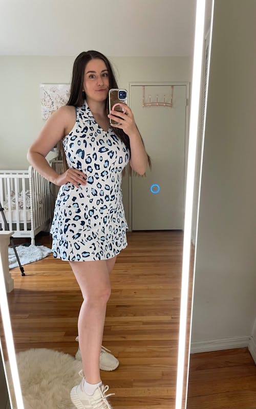 Blue Leopard 32"/37" V-neck Racerback Sleeveless Dress with Shorts