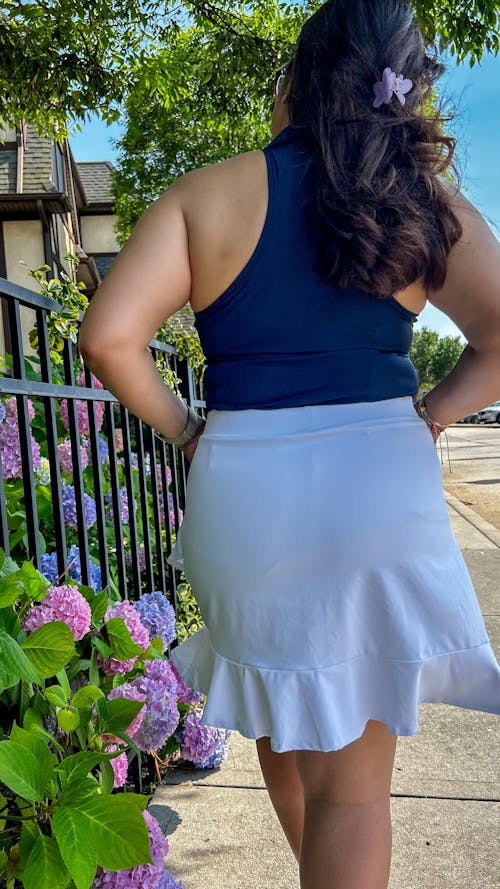 Solid Color 16" Ruffled Skort With Pocket for Women