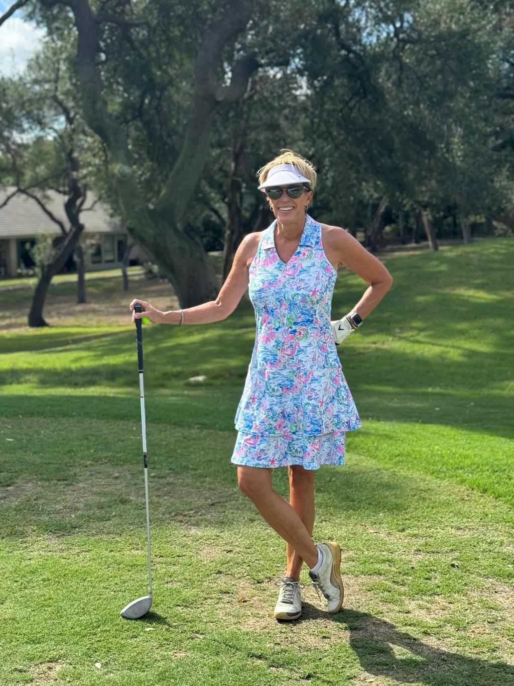 Spring Scenery Print 32"/37" Racerback Sleeveless Dress with Shorts