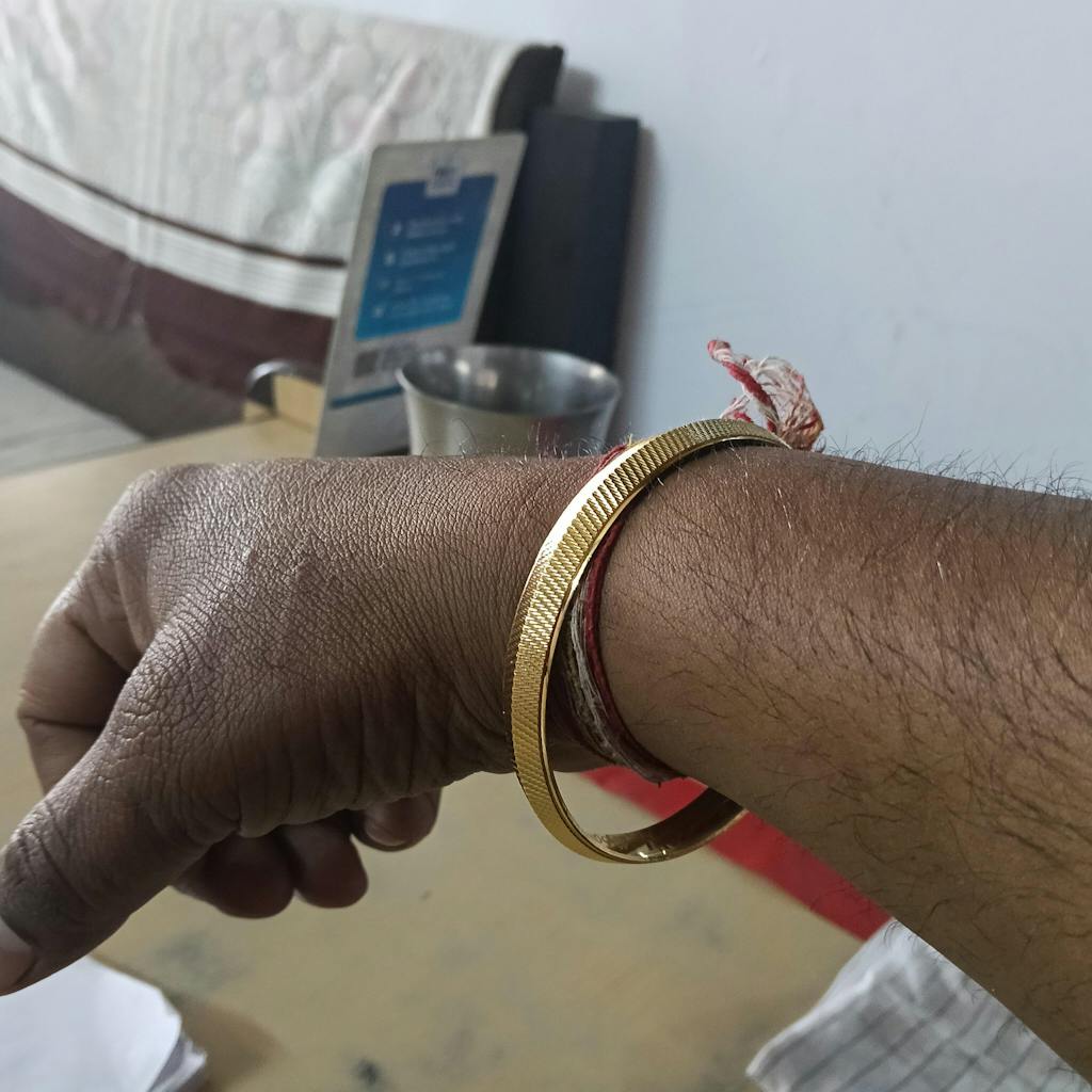 Cool Design Superior Quality Gorgeous Design Gold Plated Kada for Men - Style B019