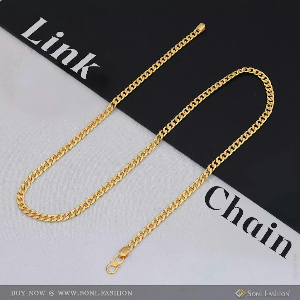 Funky Design Gold Plated Link Chain for Men - Style D764