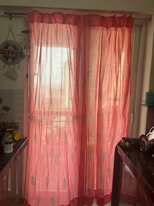 SootiSyahi 'Climbing Orange' Handblock Printed Cotton Door Curtain