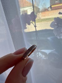 Inel Aur 14k Roz Half Eternity cu Diamante 0.063ct si Safire 0.321ct