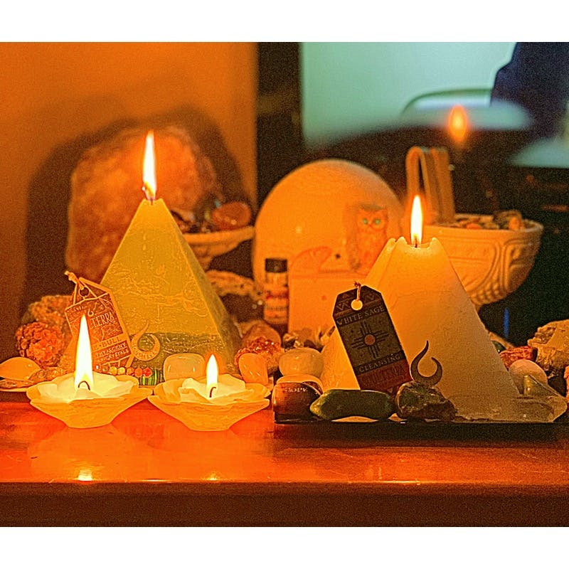 Scorpio Pyramid Candle with Hidden Crystal Gems Inside! SOUL/\TERRA