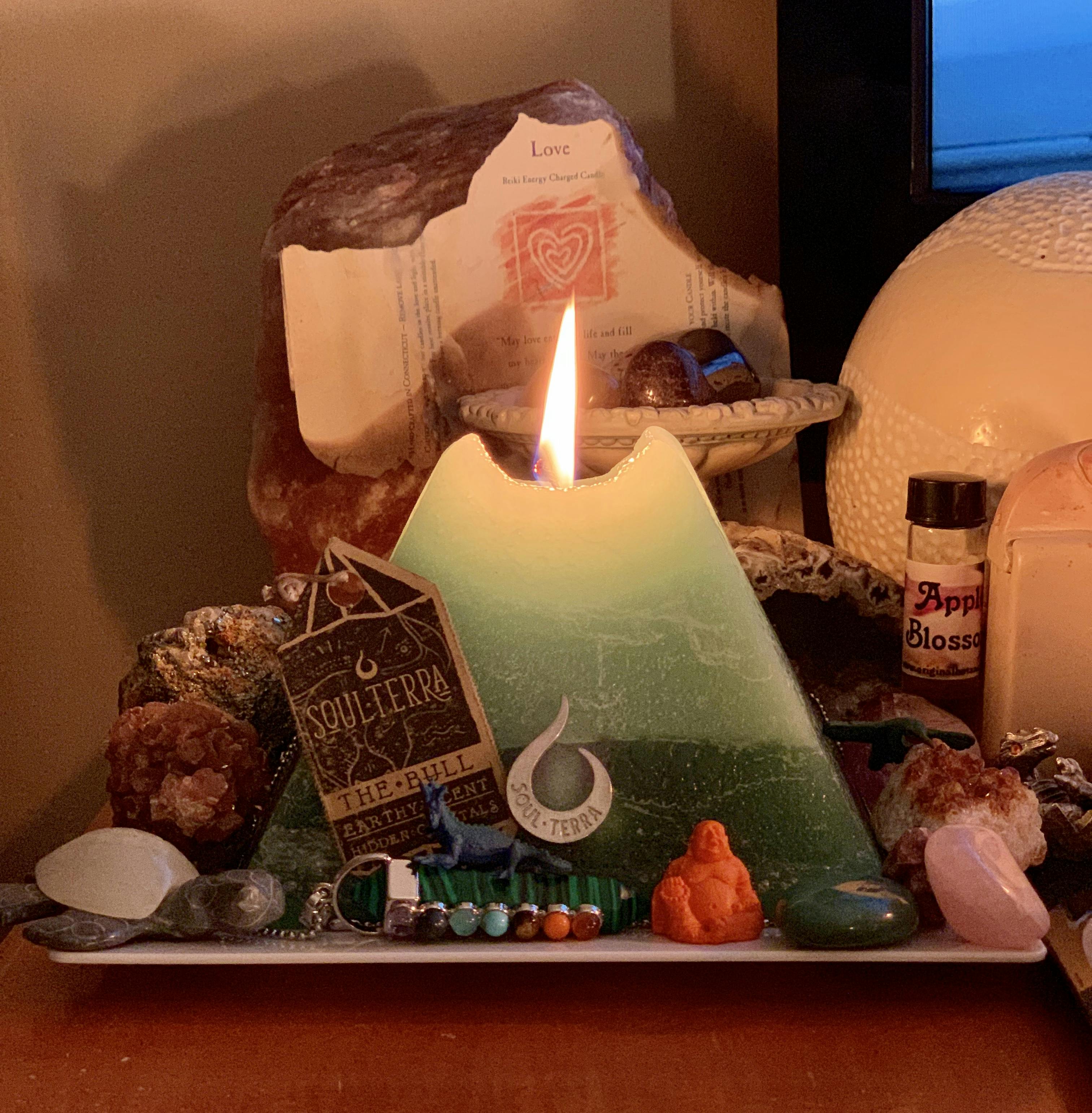 Scorpio Pyramid Candle with Hidden Crystal Gems Inside! SOUL/\TERRA
