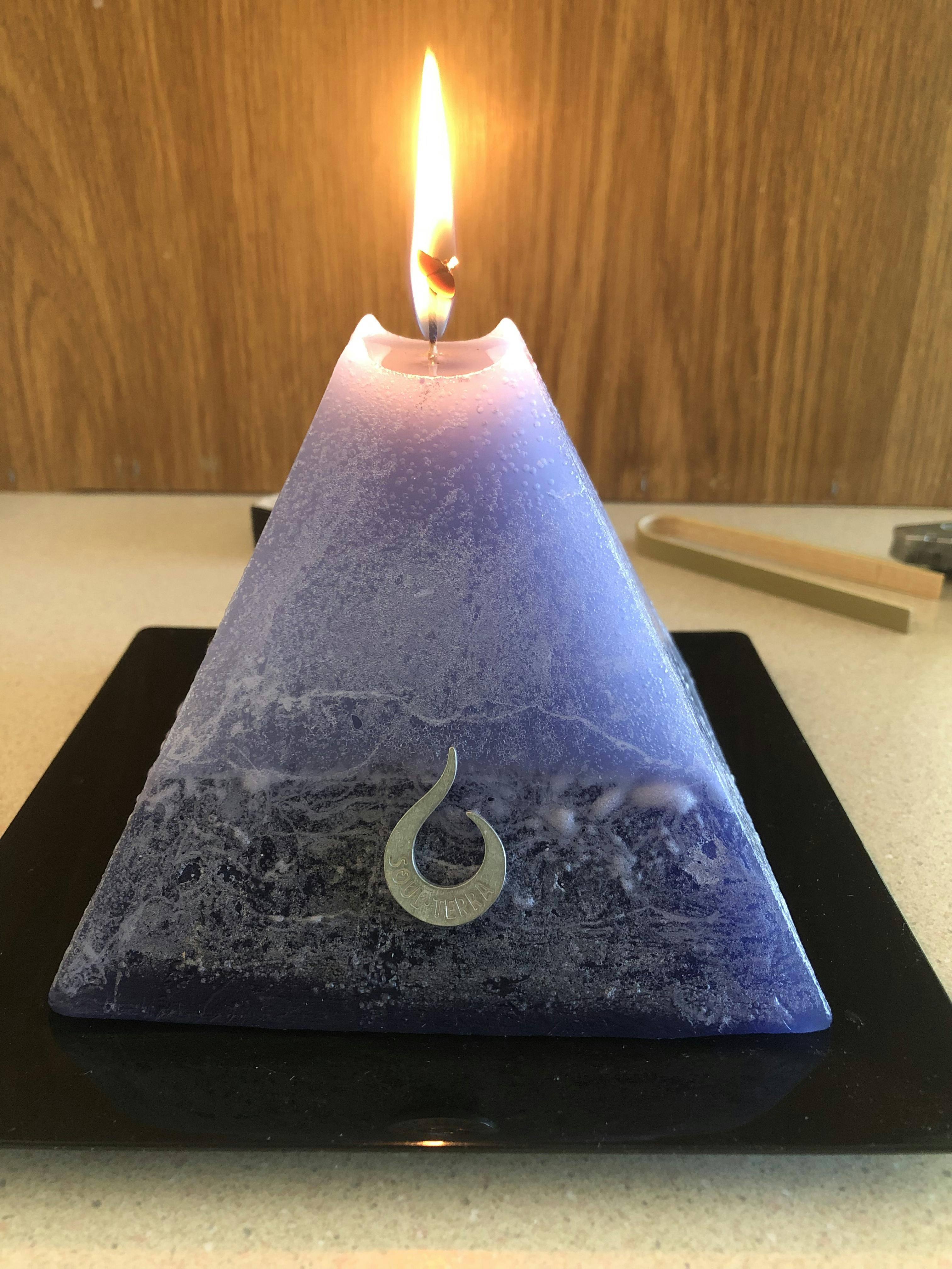 Leo Pyramid Candle with Hidden Crystal Gems Inside! SOUL/\TERRA
