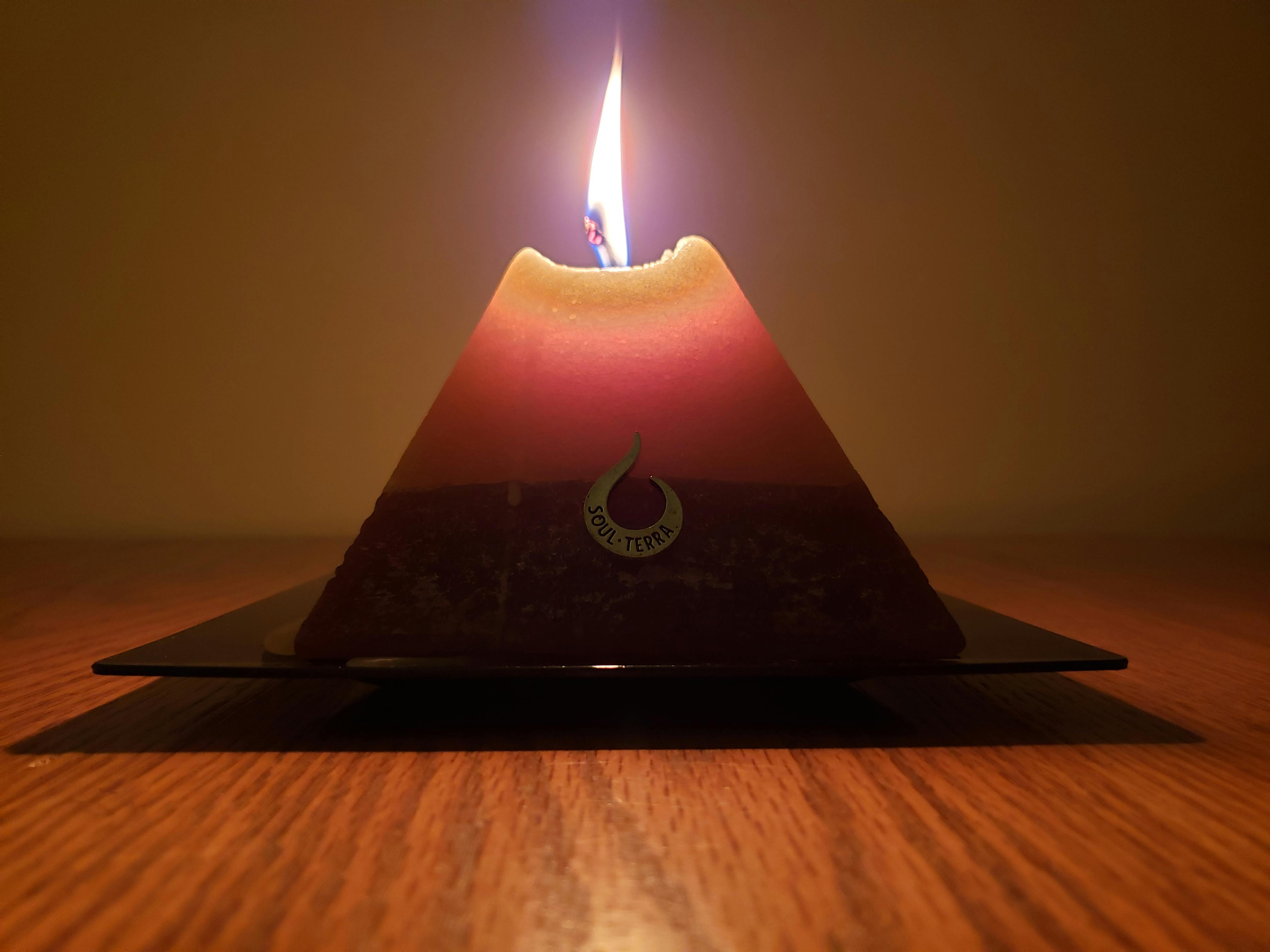 Capricorn Pyramid Candle with Hidden Crystal Gems Inside! SOUL/\TERRA