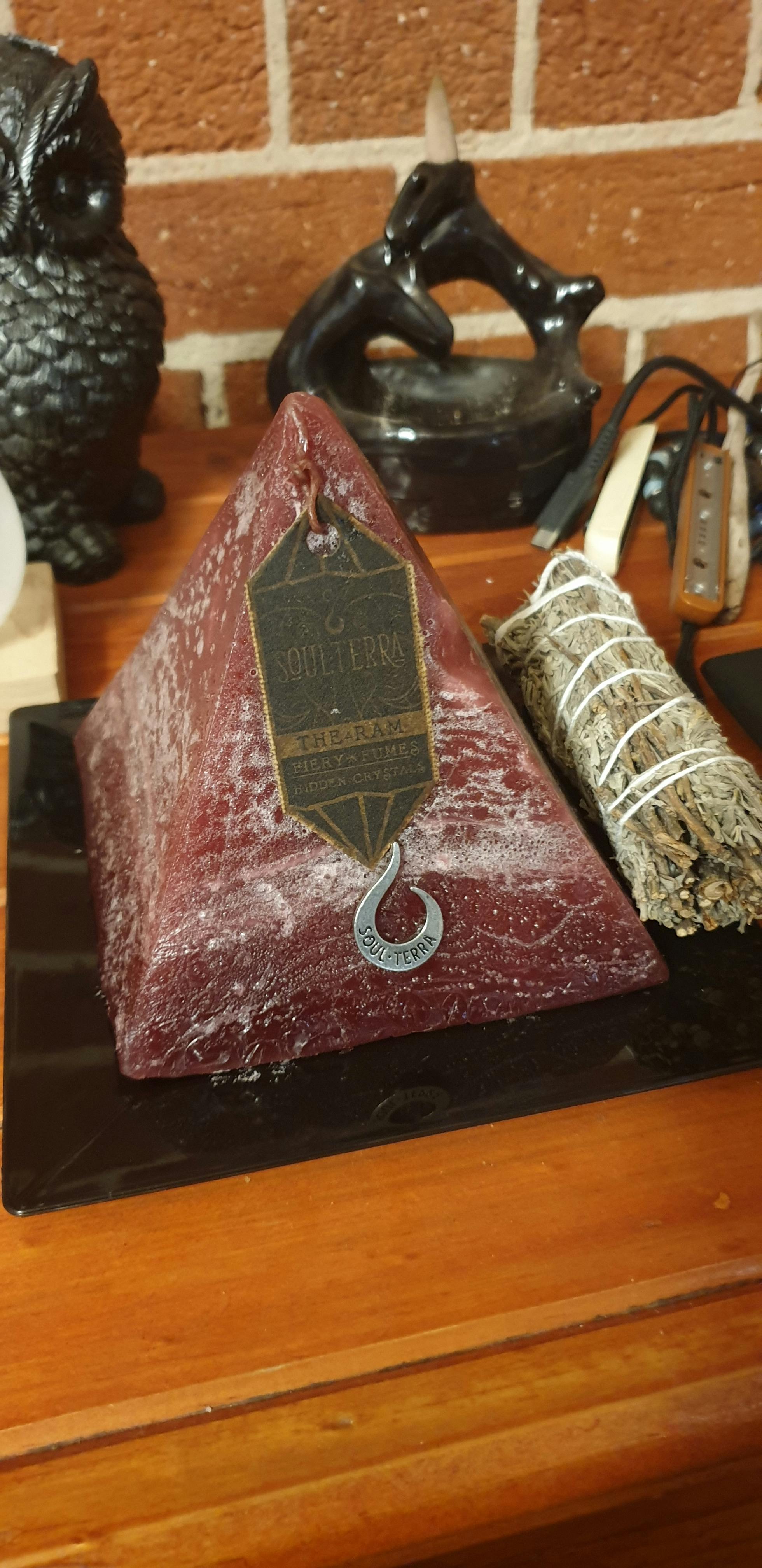 Scorpio Pyramid Candle with Hidden Crystal Gems Inside! SOUL/\TERRA