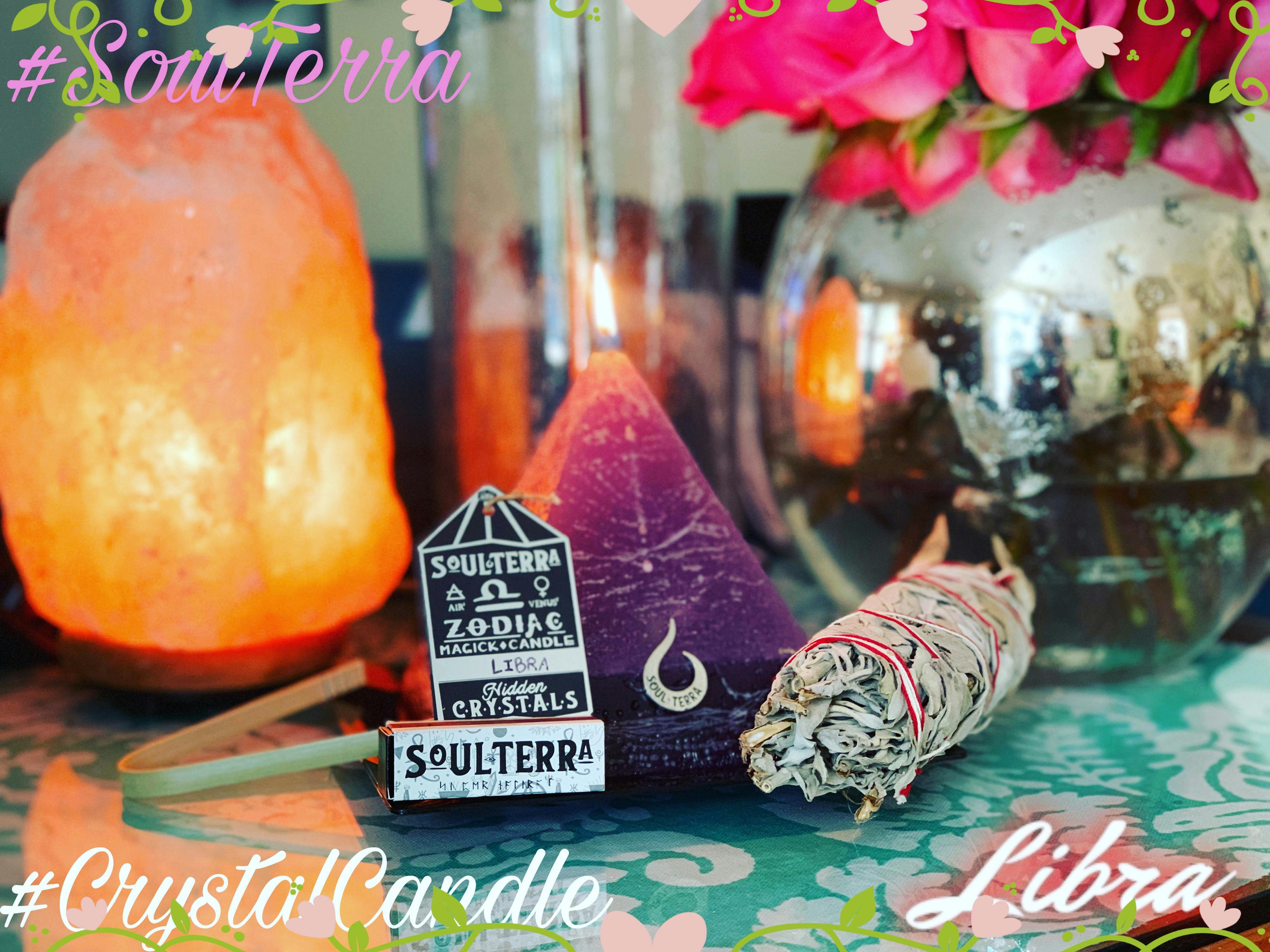 Taurus Pyramid Candle with Hidden Crystal Gems Inside! SOUL/\TERRA