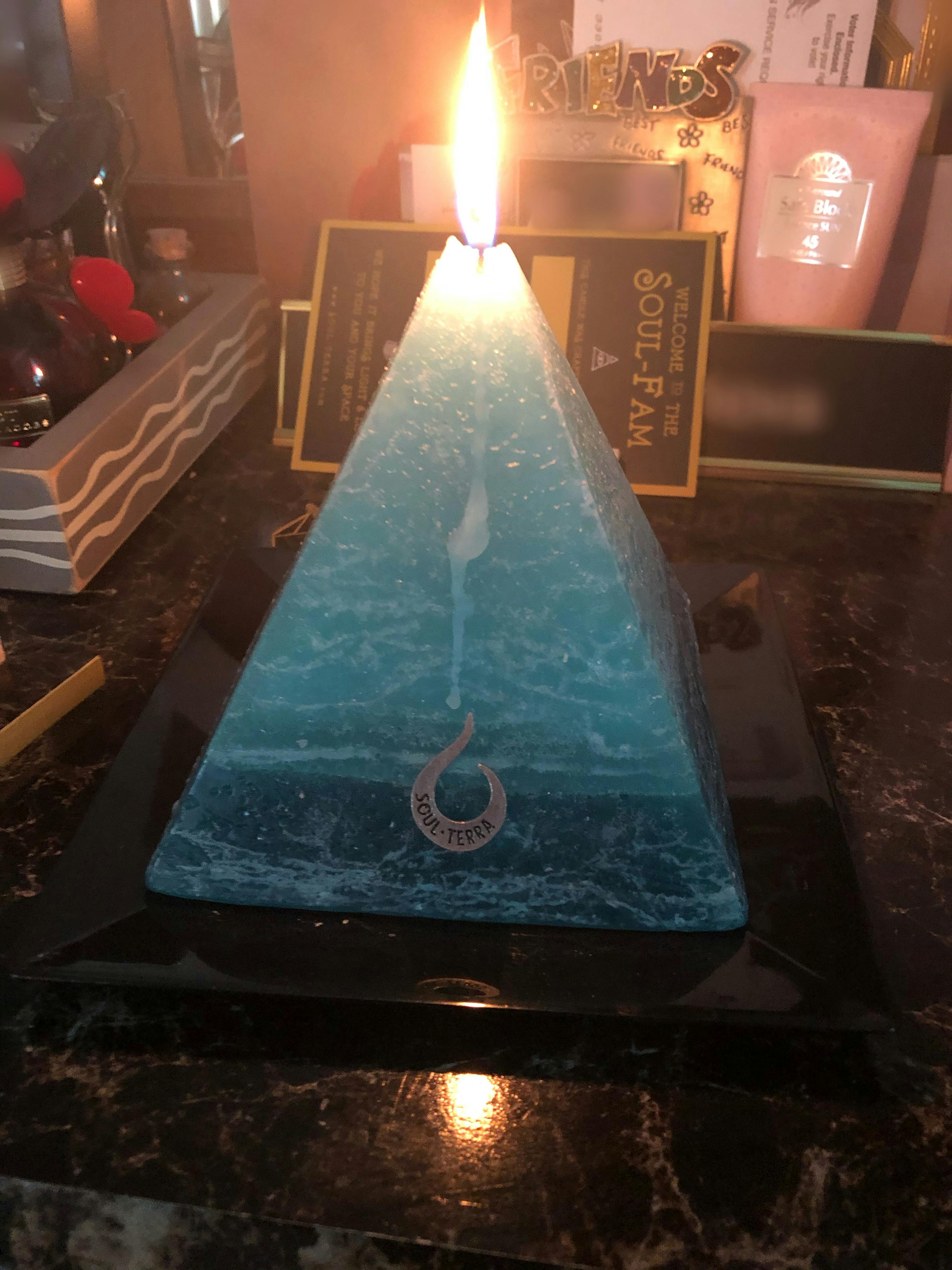 Libra Pyramid Candle with Hidden Crystal Gems Inside! SOUL/\TERRA