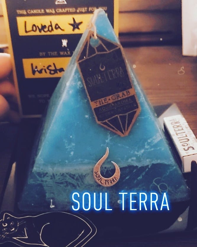 Leo Pyramid Candle with Hidden Crystal Gems Inside! SOUL/\TERRA
