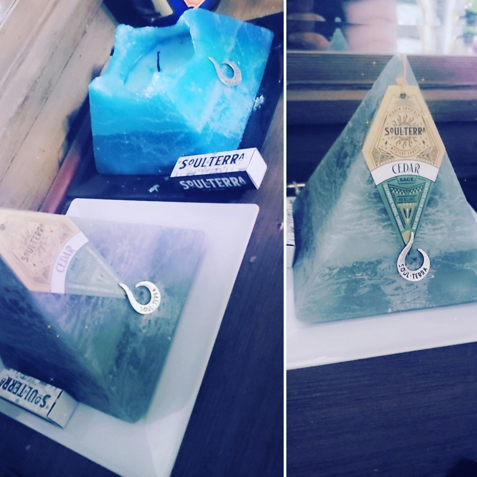 Leo Pyramid Candle with Hidden Crystal Gems Inside! SOUL/\TERRA