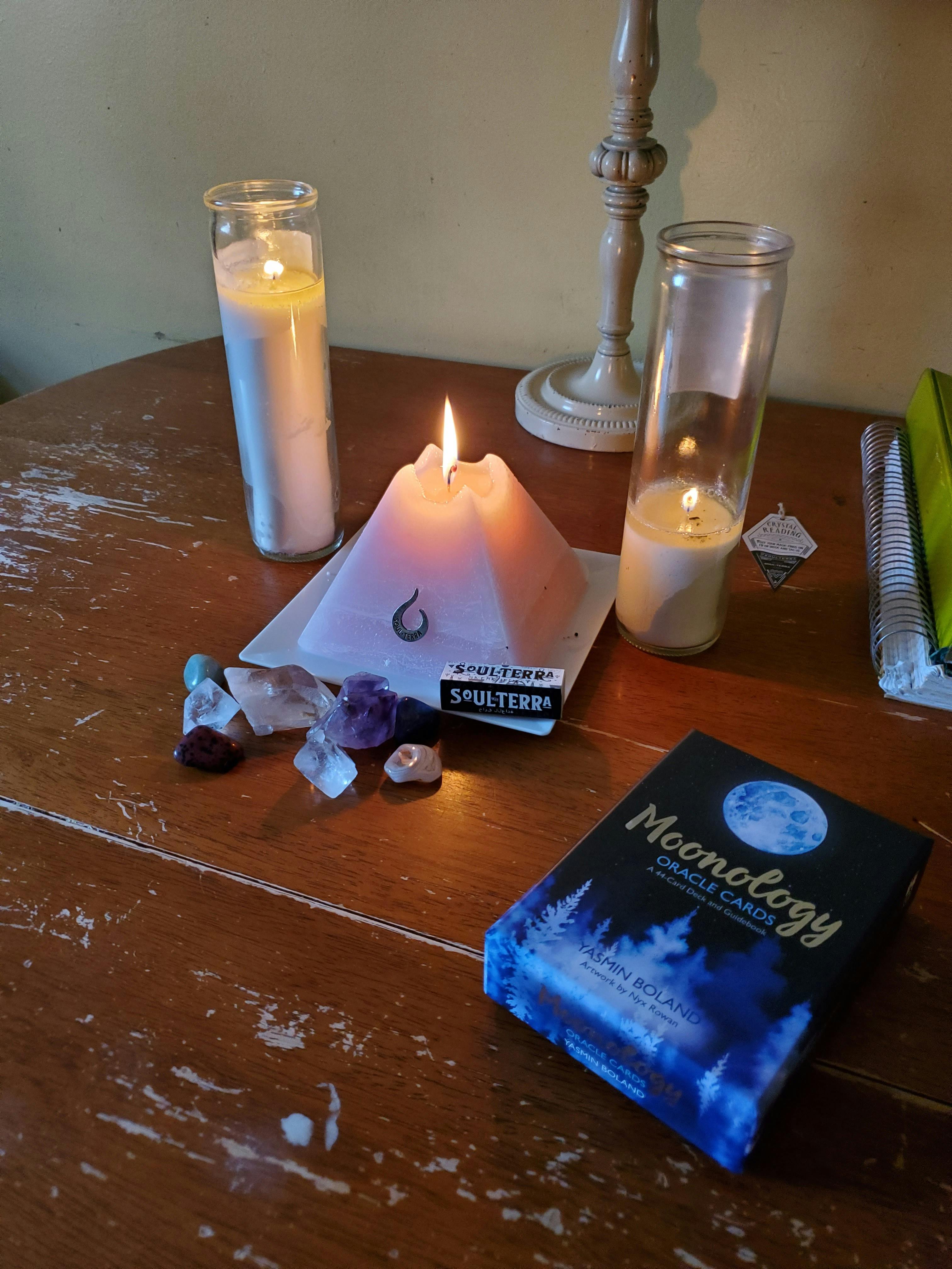 LAVENDER SAGE Mystery Pyramid Candle SOUL/\TERRA