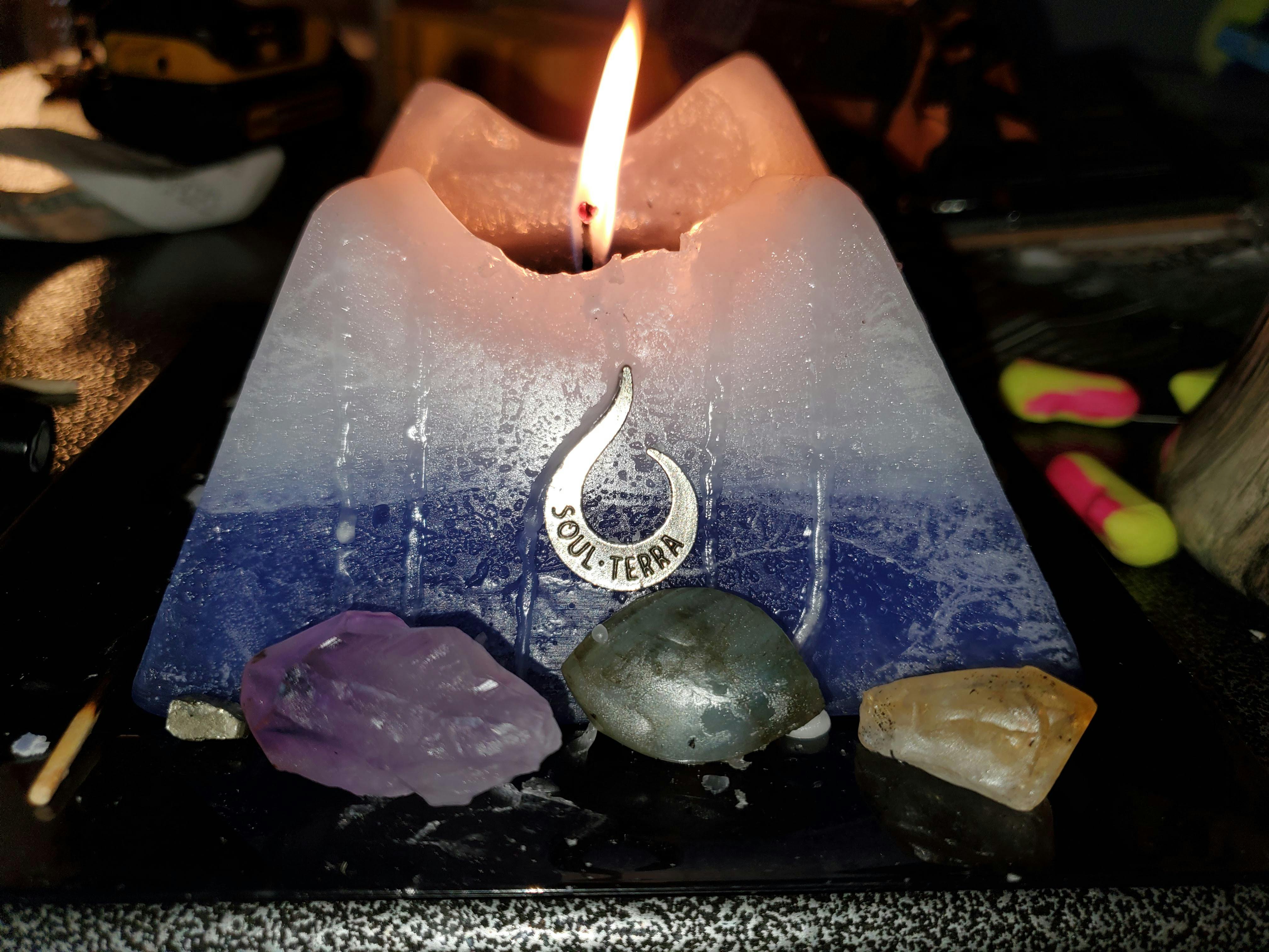 THE ARCHER Sagittarius Crystal Pyramid Candle SOUL/\TERRA